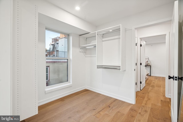 spacious closet with light wood-type flooring