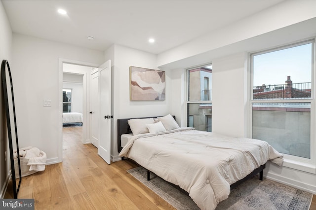 bedroom featuring light hardwood / wood-style flooring