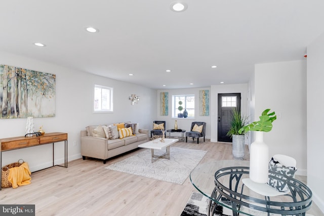 living room featuring light hardwood / wood-style floors