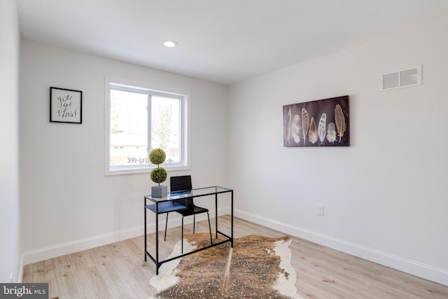 office featuring light wood-type flooring