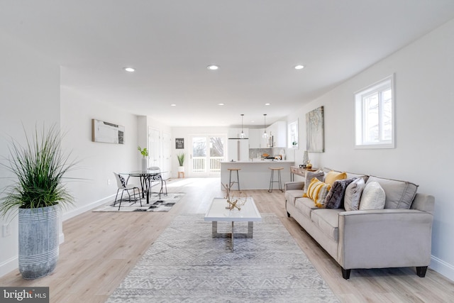 living room featuring light hardwood / wood-style floors