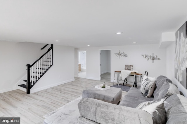 living room with light wood-type flooring