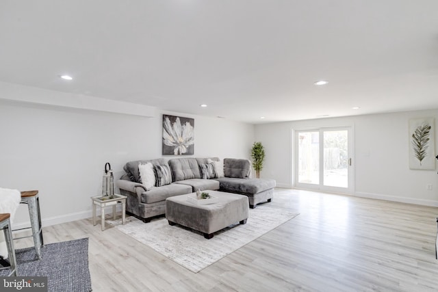 living room featuring light hardwood / wood-style flooring