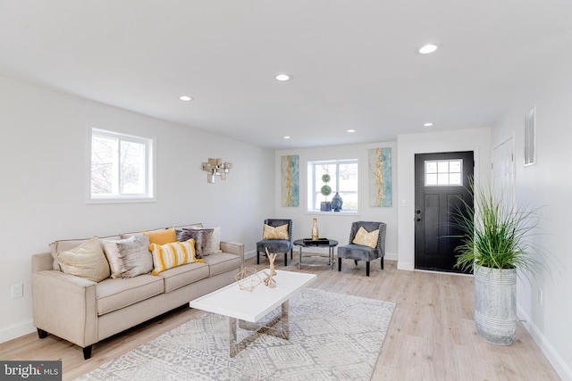 living room with light wood-type flooring