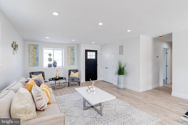 living room featuring light hardwood / wood-style floors