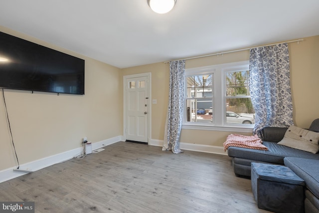 interior space with light hardwood / wood-style flooring