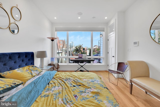 bedroom featuring light hardwood / wood-style floors