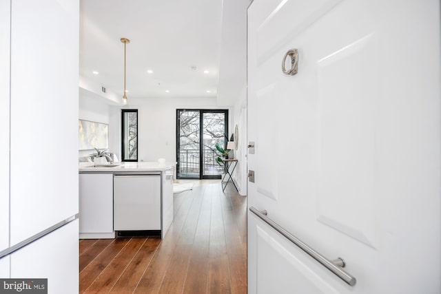 kitchen with dark wood-type flooring and sink