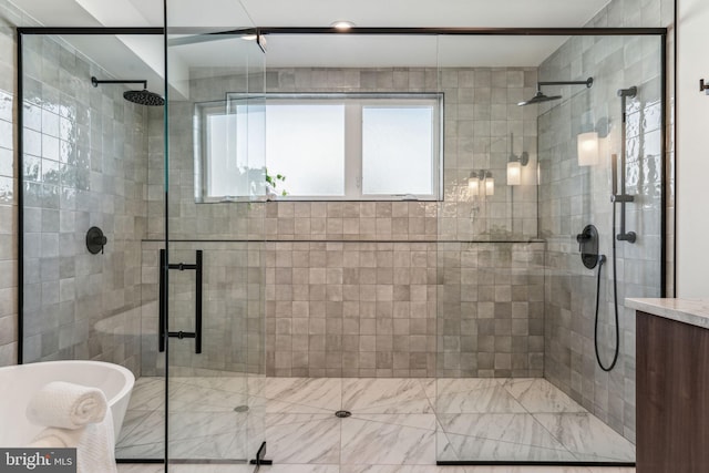 bathroom with independent shower and bath