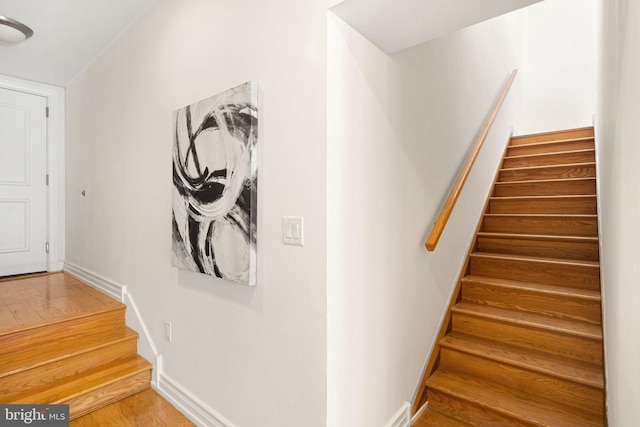 stairs with wood-type flooring