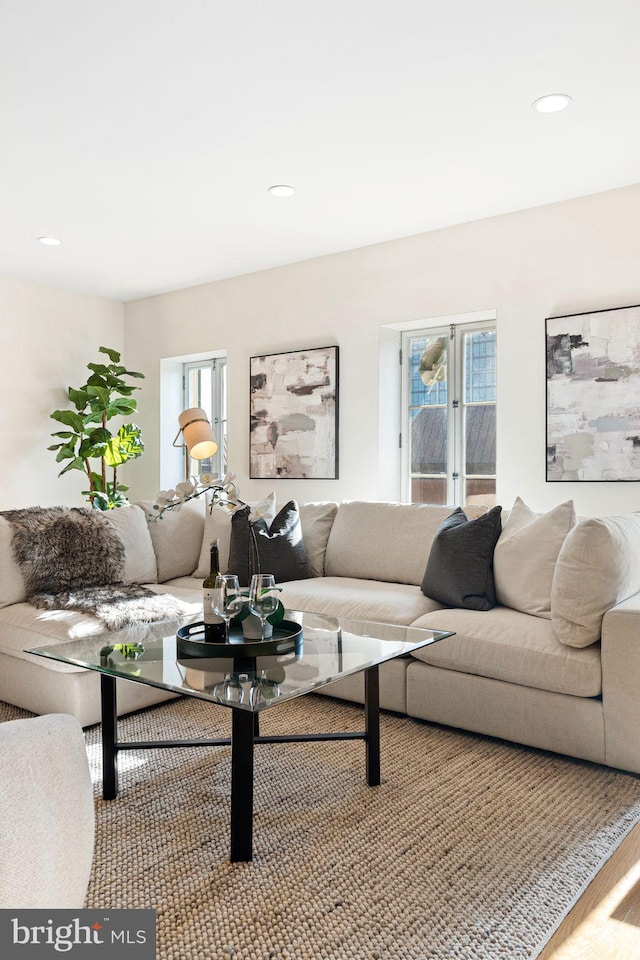 living room with hardwood / wood-style floors