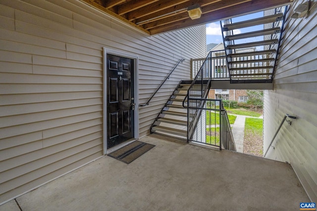 property entrance with a patio