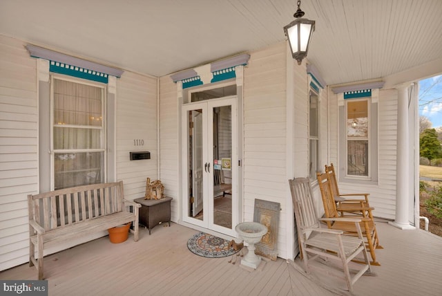 entrance to property featuring french doors