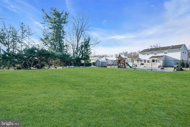 view of yard featuring a playground