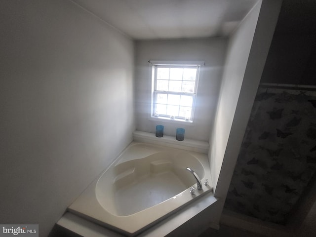 bathroom with a washtub