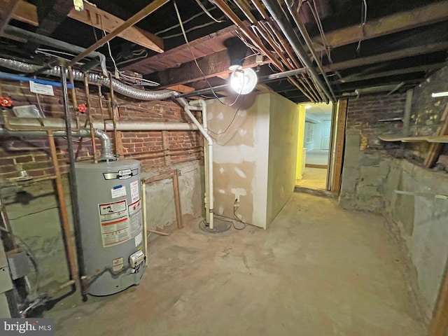 basement with water heater