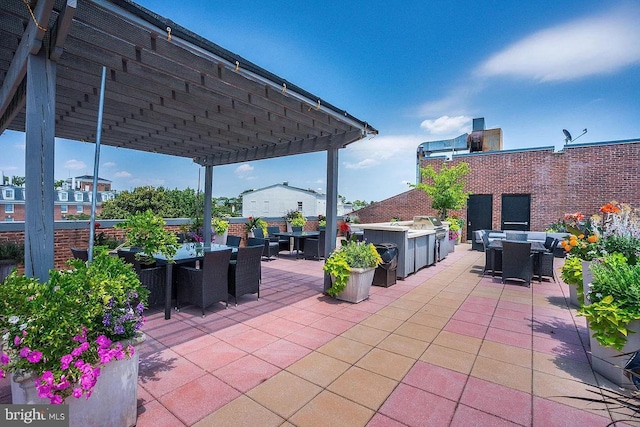 view of patio / terrace featuring a pergola