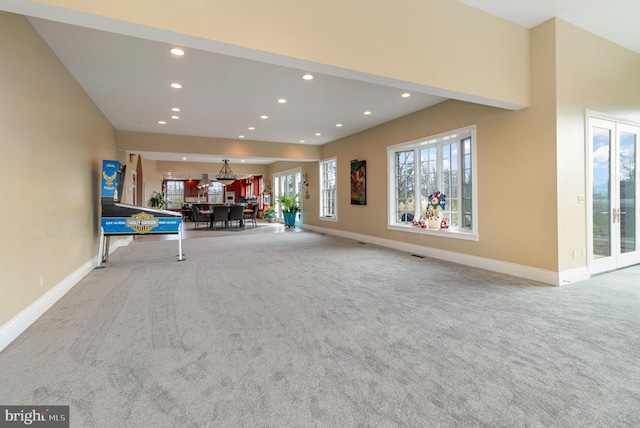 playroom with light carpet