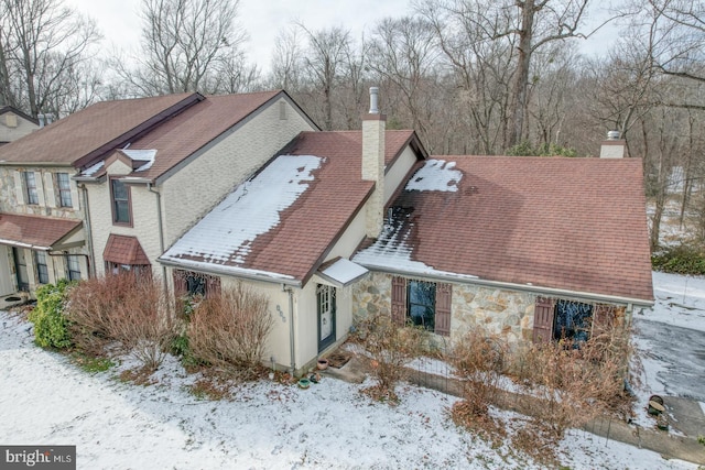 view of snow covered exterior