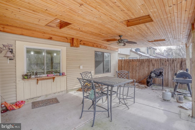 view of patio with grilling area and ceiling fan