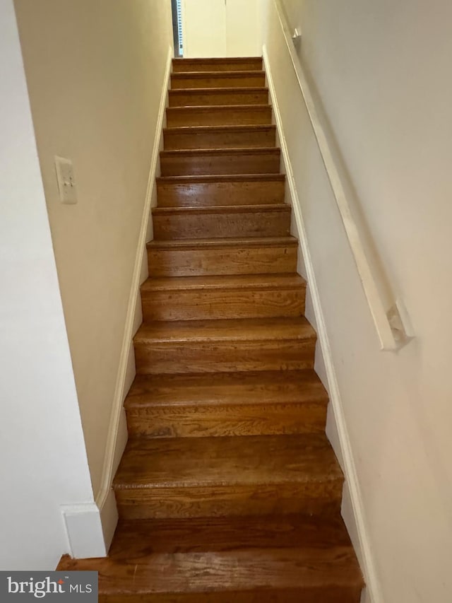 staircase with wood finished floors