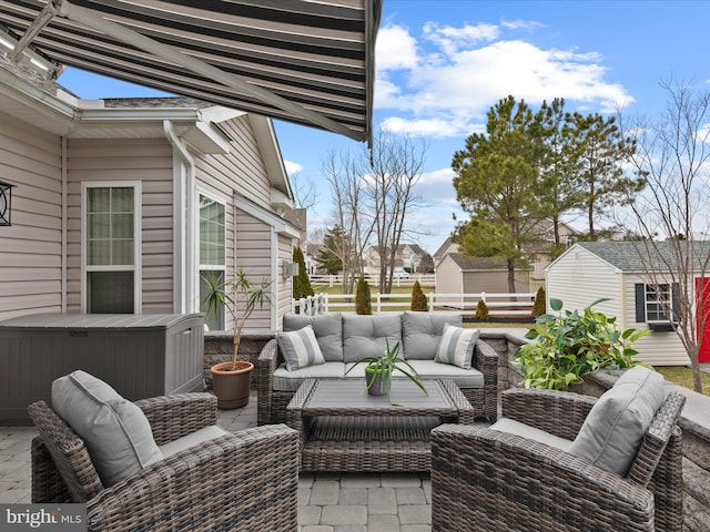 view of patio with an outdoor living space