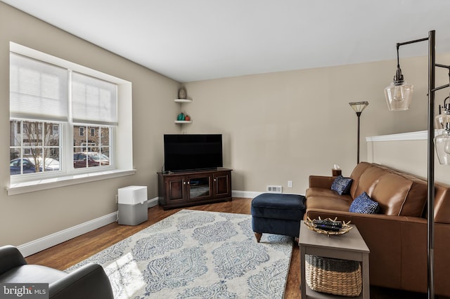 living room featuring hardwood / wood-style floors