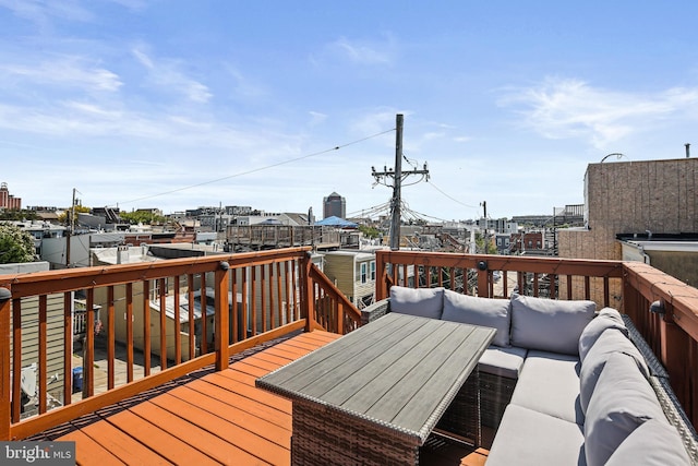 deck featuring an outdoor living space