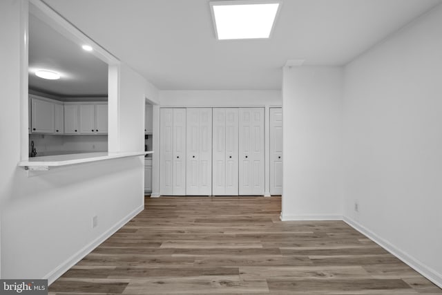 unfurnished bedroom featuring wood-type flooring and a closet