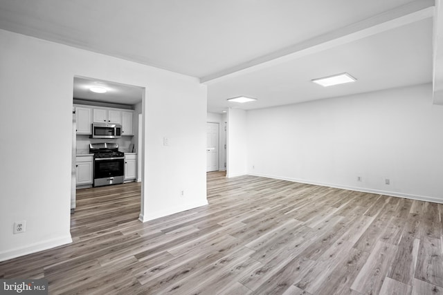 unfurnished living room featuring light hardwood / wood-style floors