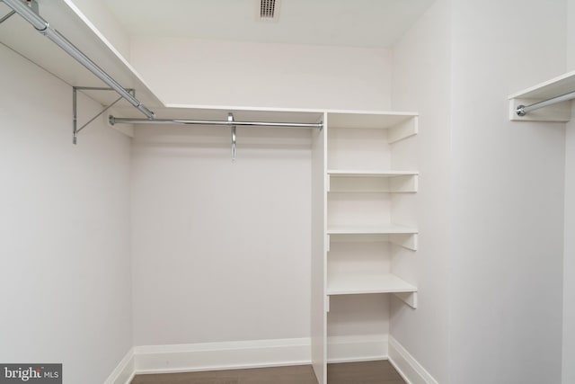 spacious closet with visible vents and wood finished floors