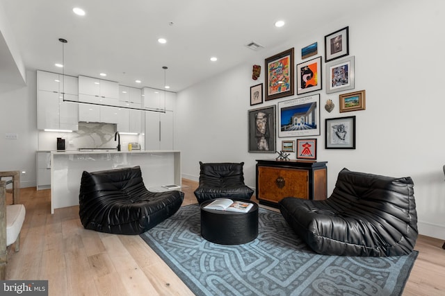 living room featuring light hardwood / wood-style flooring