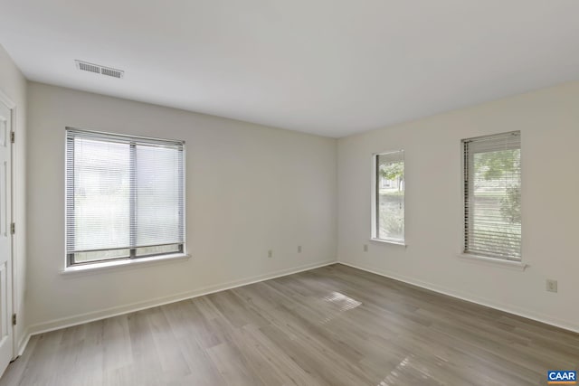 empty room with plenty of natural light and light wood-type flooring