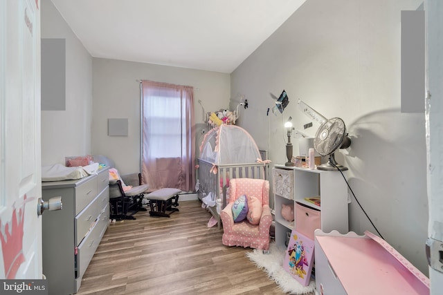 bedroom with wood-type flooring