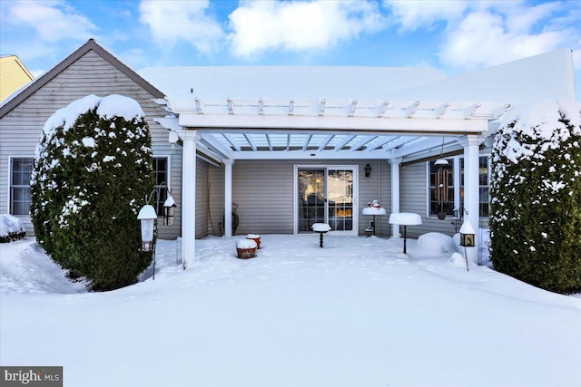 view of snow covered property