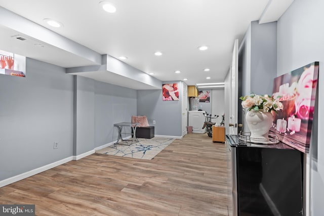 interior space with hardwood / wood-style floors