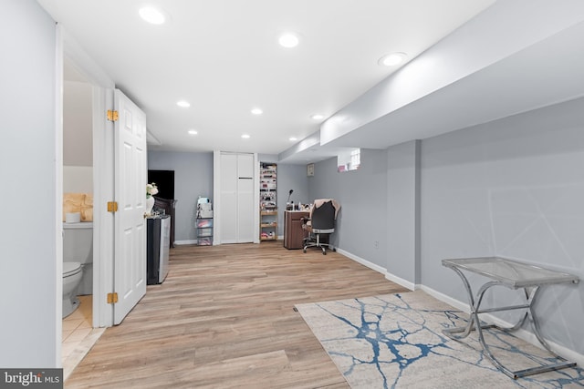 home office featuring light wood-type flooring