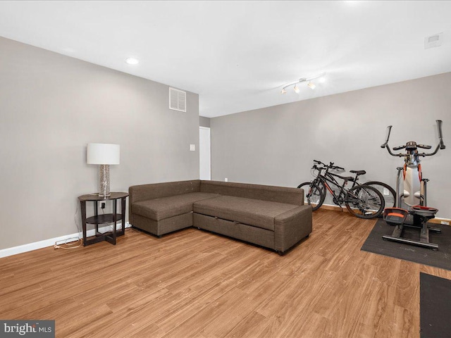 living room featuring light wood-type flooring