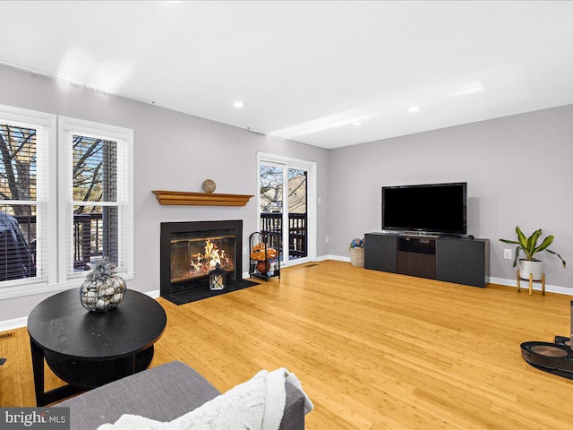 living room with hardwood / wood-style floors