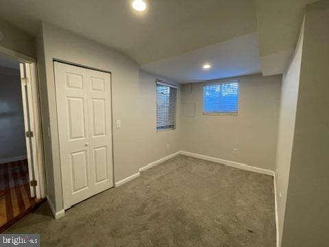 basement with carpet