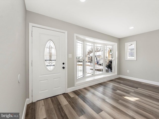 entrance foyer with dark wood-type flooring