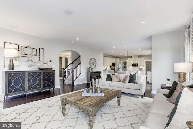 living room featuring light hardwood / wood-style flooring