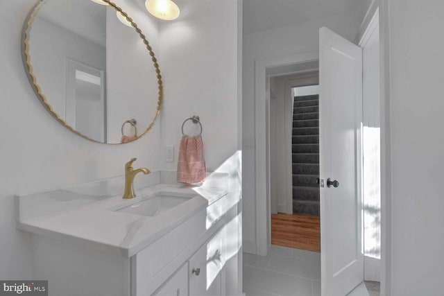 bathroom featuring vanity and tile patterned flooring