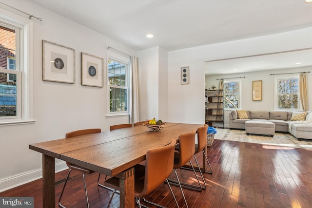 dining room with hardwood / wood-style flooring