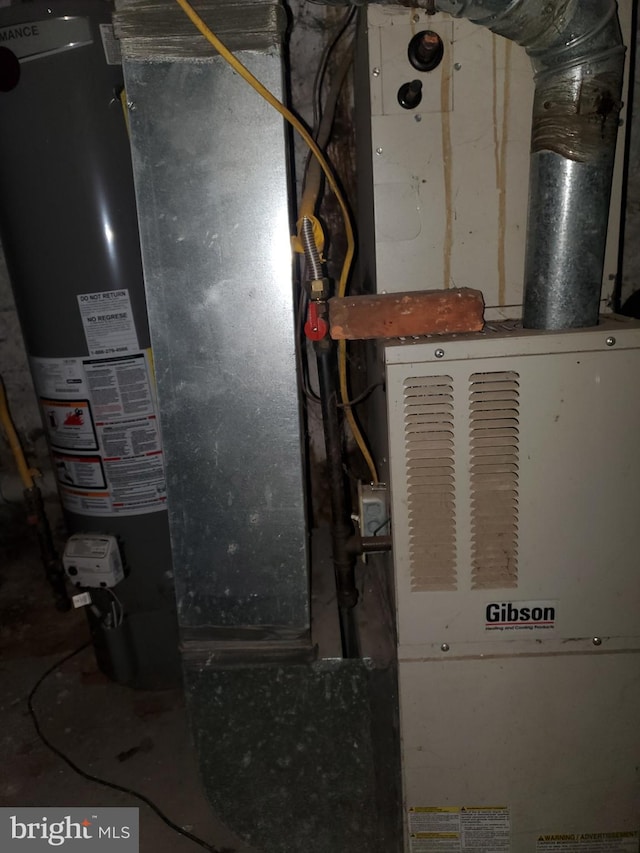 utility room with gas water heater