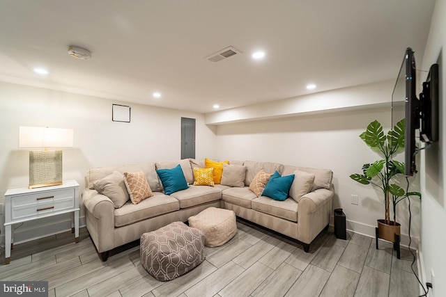 living room with electric panel