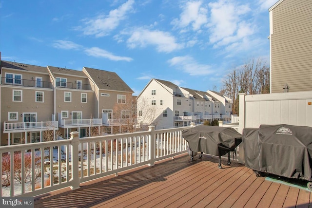 wooden deck with area for grilling