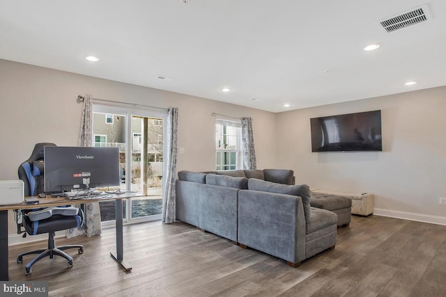 living room with wood-type flooring