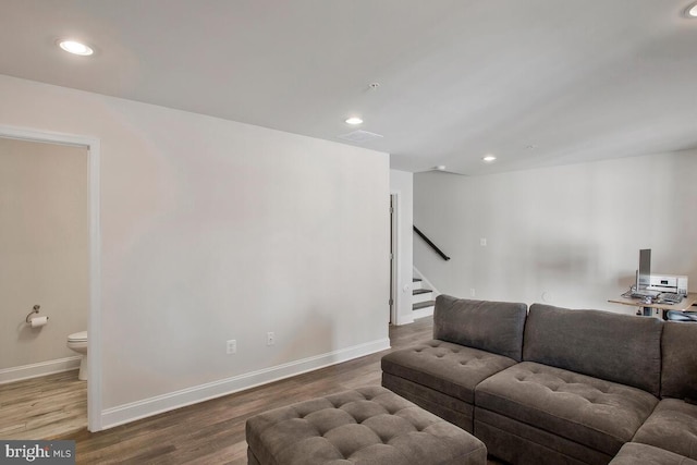 living room with hardwood / wood-style flooring