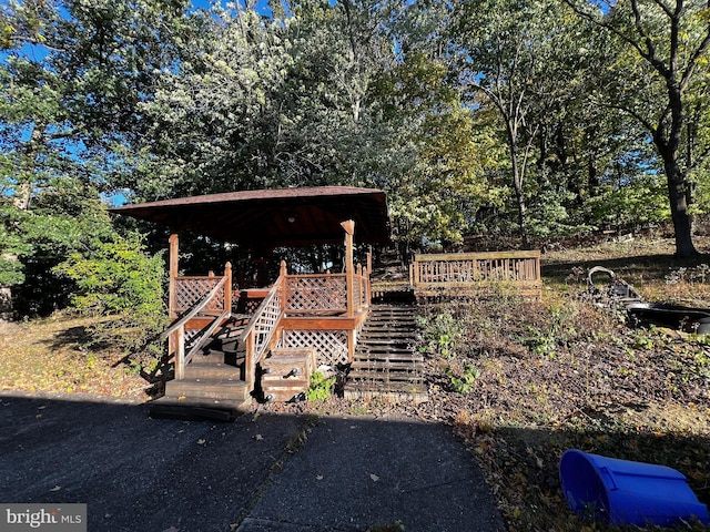 exterior space featuring a gazebo